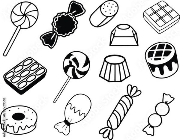 Fototapeta Vector sweet icons bundle a collection of delicious candies and lollipops for your designs