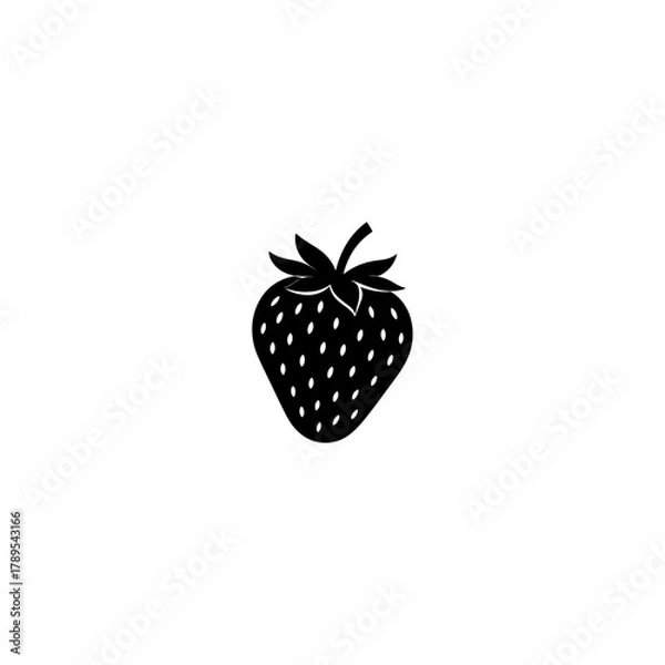Obraz Strawberry silhouette , black and white illustration isolated on white background 
