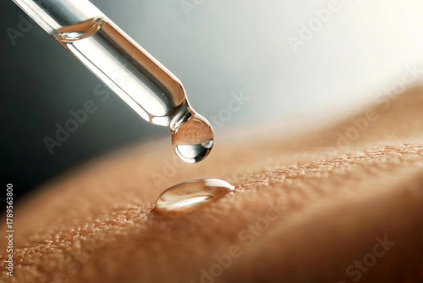 Fototapeta Hydrating Serum Drop on Smooth Skin Macro Beauty Concept