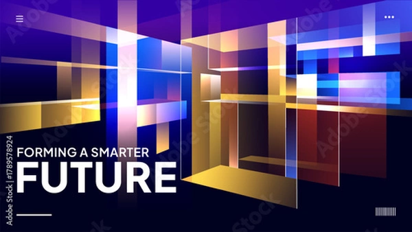 Fototapeta Smarter Future Concept - Abstract Corporate Technology 3D Design