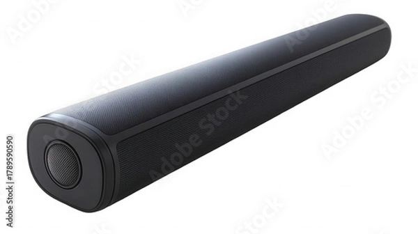 Fototapeta Studio shot of a black soundbar isolated on transparent background for audio