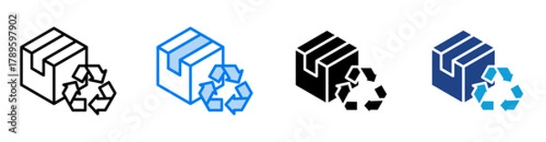 Obraz Recycle box icon set multiple style collection