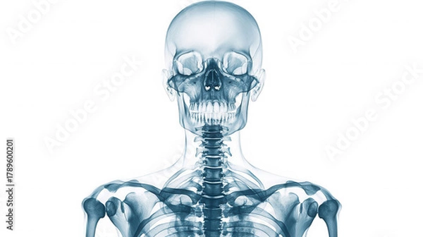 Fototapeta Human skeleton xray isolated on transparent background showing bones and anatomy