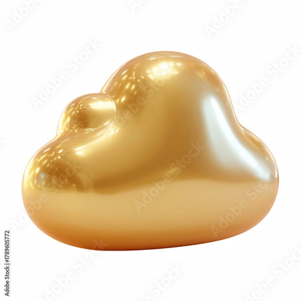Obraz Golden cloud with smooth soft rounded shape isolated on transparent background