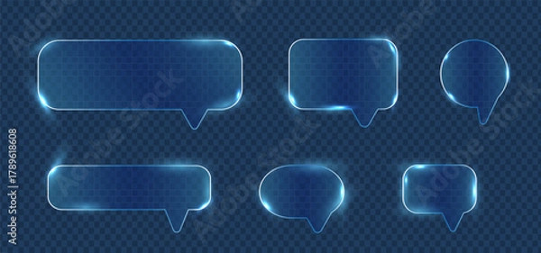 Obraz Glassmorphism speech bubble shapes with neon glow