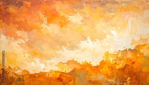 Obraz Abstract Impressionist Painting of a Sunset Sky with Orange and Yellow Hues