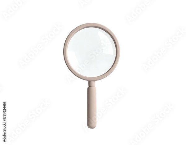 Fototapeta Magnifying glass with cream frame centered on a solid black background
