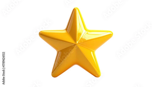 Fototapeta Glossy golden star, five points, center view