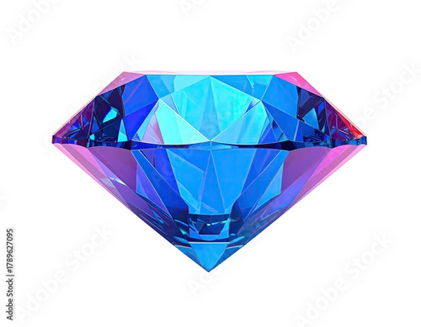 Obraz Vivid, multi-faceted diamond gem, blue with pink reflection