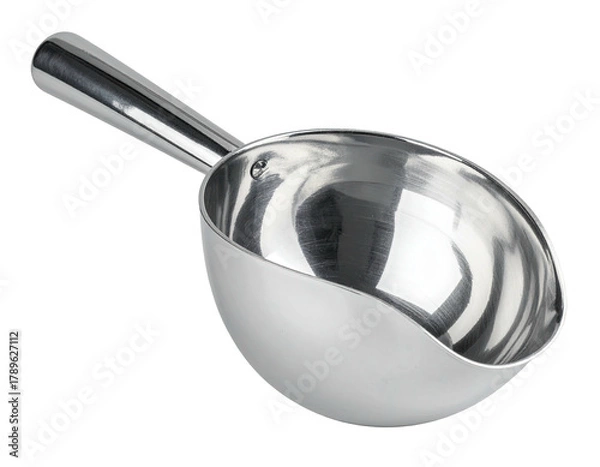 Fototapeta Metal scoop reflecting light, simple design against black