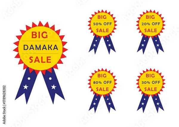 Fototapeta A set of Christmas Sale batch, log design.  Discount Promotion Label Shopping Offer Typography Design illustration art