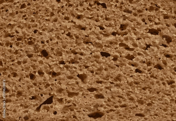 Obraz Bread slice macro texture, baked dough pattern. Brown bread loaf cut close up, wheat toast slice