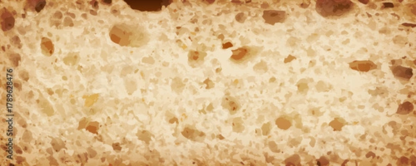 Obraz Bread slice macro texture, baked dough pattern. White bread loaf cut close up, wheat toast slice