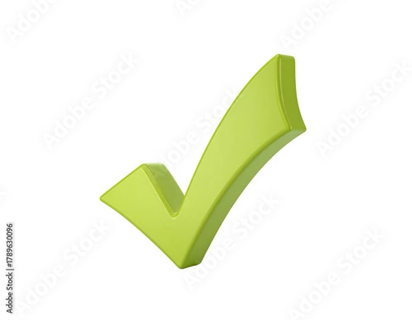 Obraz Lime green 3D check mark isolated on a black background