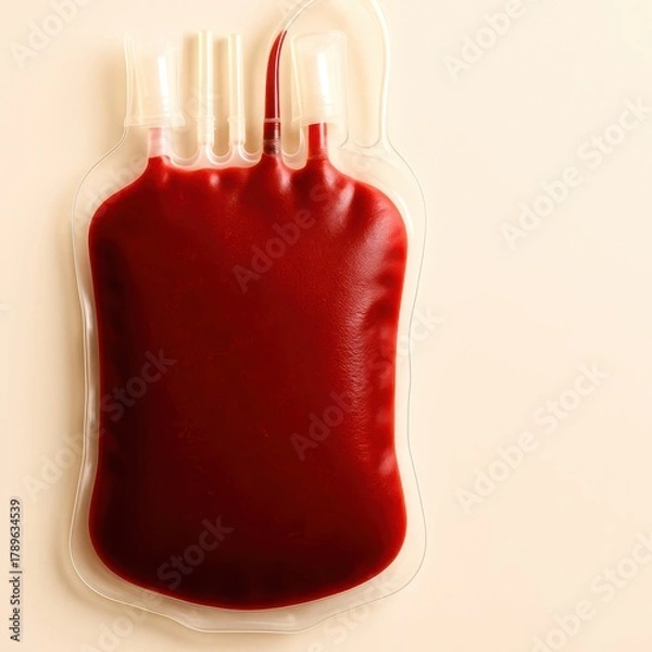 Fototapeta A red bag with a red liquid inside