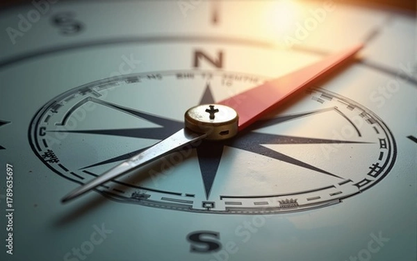 Obraz Composite image of compass pointing to leadership. High quality