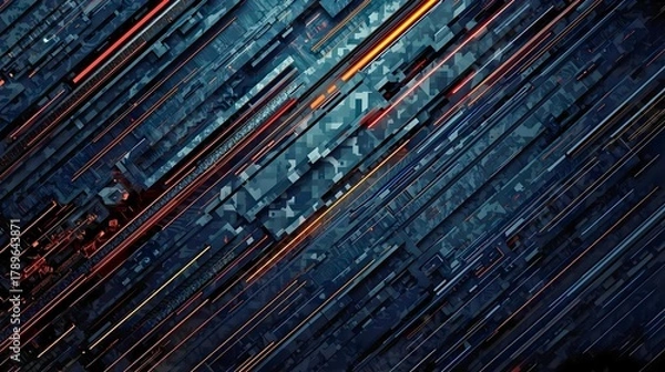 Fototapeta デジタルカモフラージュのスピードライン・ハイテク迷彩柄の斜線