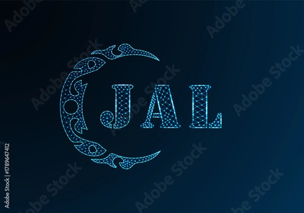 Fototapeta Low poly letter logo JAL design. JAL letter logo low poly vector design on blue color gradient background. JAL logo low poly design