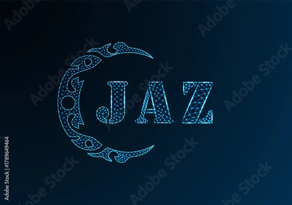 Fototapeta Low poly letter logo JAZ design. JAZ letter logo low poly vector design on blue color gradient background. JAZ logo low poly design