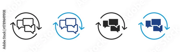 Fototapeta Message Cycle icon set multiple style collection