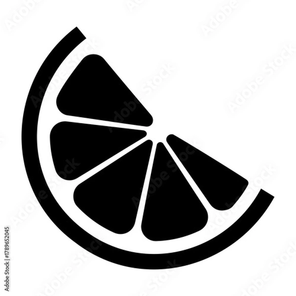 Fototapeta Vector illustration of a black and white citrus fruit slice with segments and a thick rind design