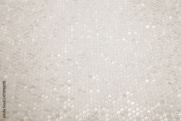 Fototapeta rectangular shiny white fabric with sequins, festive background
