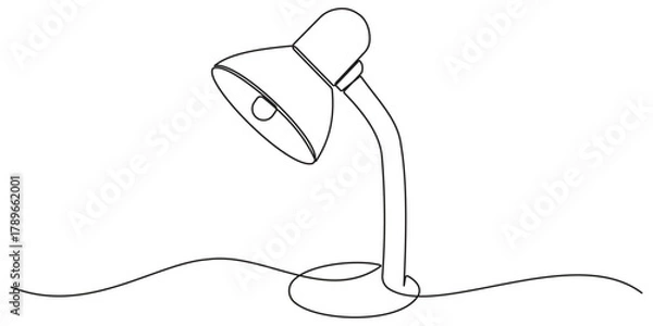 Fototapeta Continuous one line drawing of a simple table lamp. Vector illustration