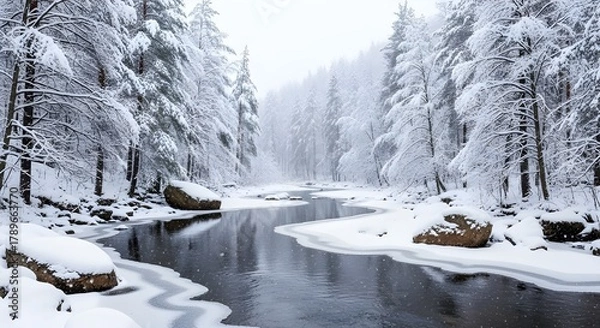 Obraz winter landscape with snow covered trees