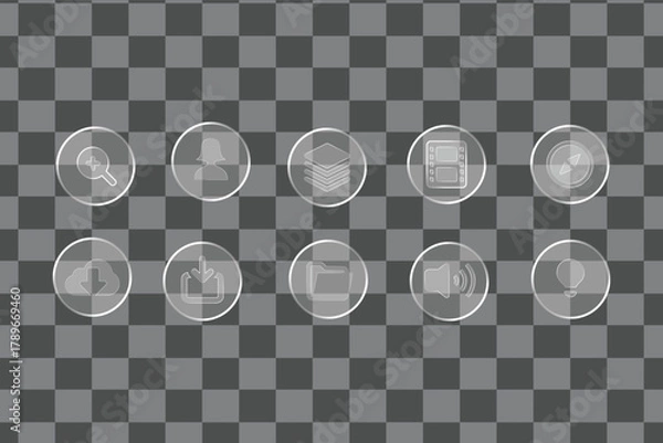 Obraz Modern glassmorphism ui icon set..