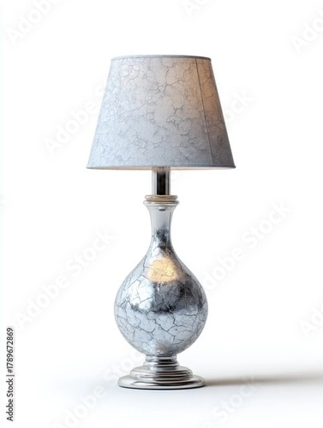 Fototapeta Silver Table Lamp with Speckled Gray Shade