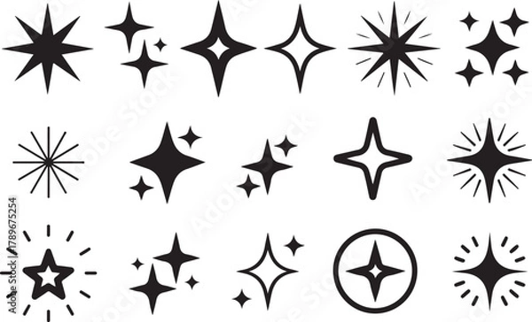 Obraz Simple Sparkle Star Burst Shape Outline Illustration