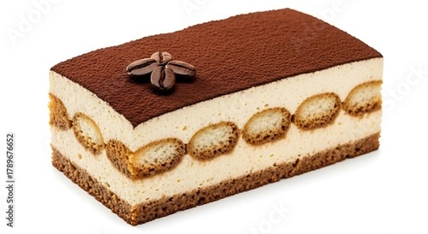 Fototapeta Tiramisu cake with coffee bean decoration