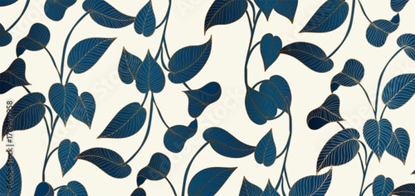 Fototapeta Luxury botanical art with hand drawn branches and leaves.