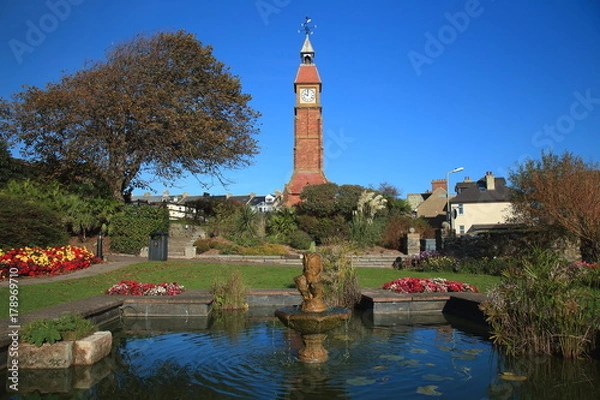 Obraz Jubilee Gardens with iconic Victorian Clock Tower in Seaton, East Devon