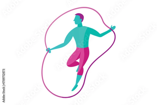 Obraz Stylized person jumping rope with a pink rope