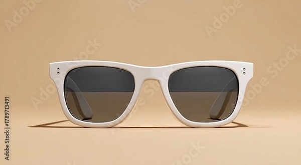 Obraz Front view of a pair of white sunglasses