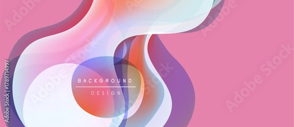 Fototapeta Abstract flowing shapes, pink backdrop. Overlapping layers create dynamic visual effect. Modern design element for backgrounds.