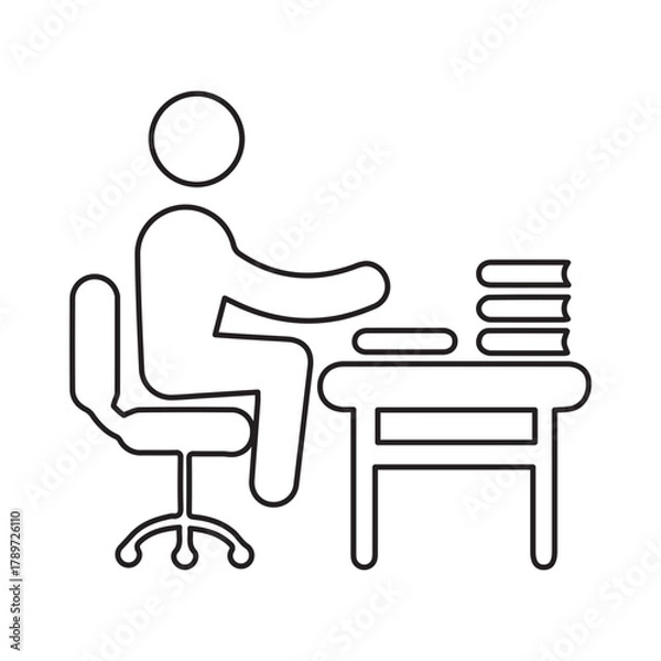 Fototapeta Working at Desk Icon