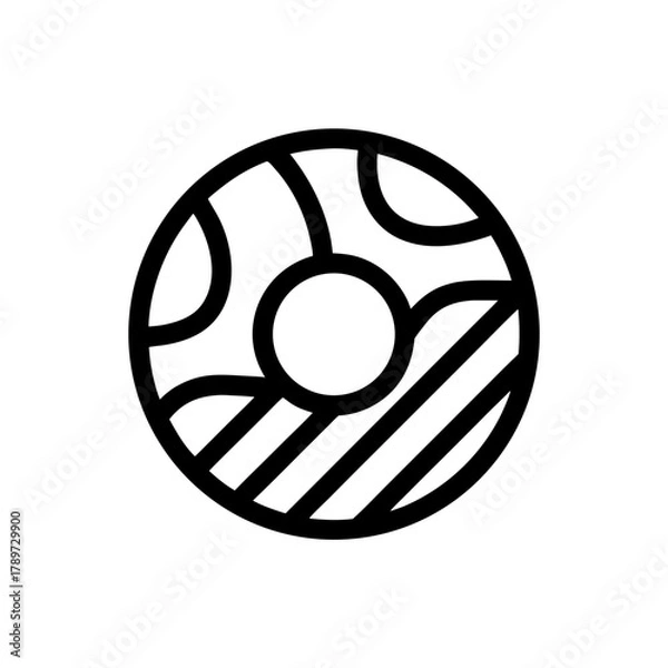 Obraz Outline donut with abstract pattern and central hole art on transparent background