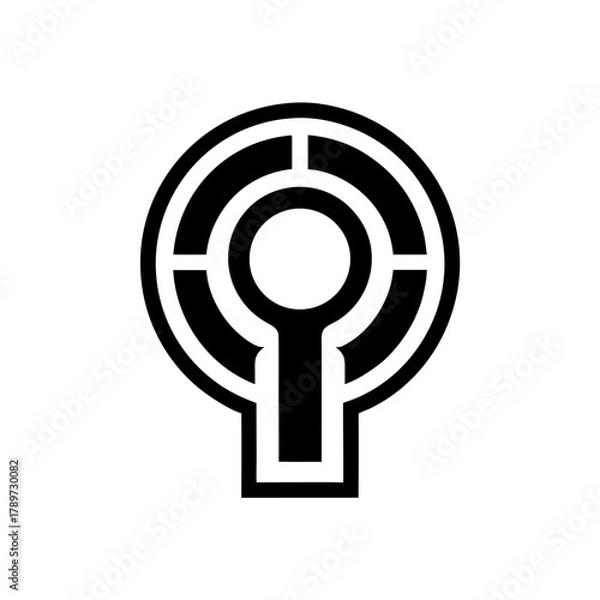Obraz Illustration of a stylized keyhole with circular design on transparent background