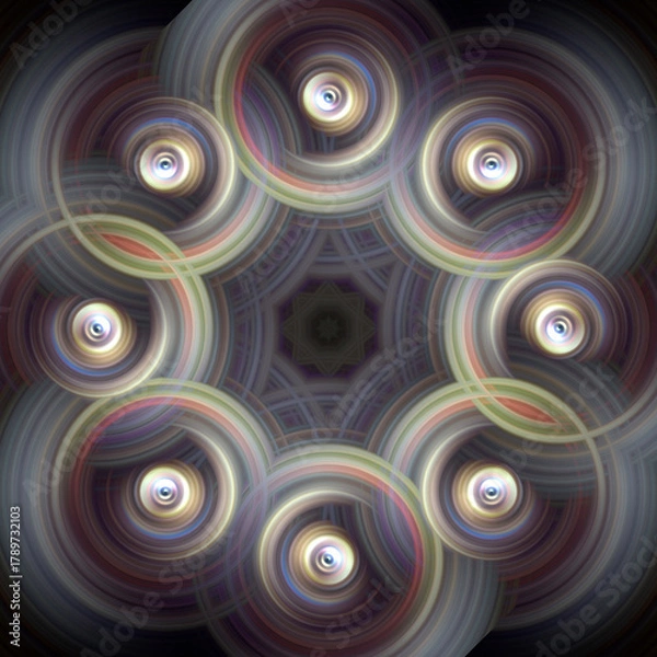 Obraz Abstract symmetrical kaleidoscope pattern with vibrant colors, perfect as a background or decorative graphic.