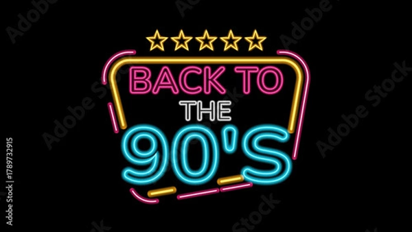 Fototapeta Neon sign reading back to the 90s. Perfect for nostalgic content and retro themed designs.