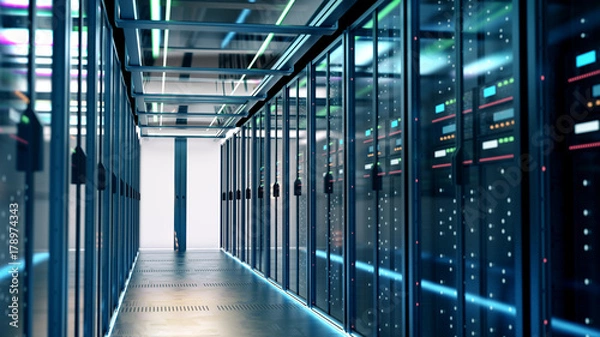 Obraz Server room or server computers.3d rendering.