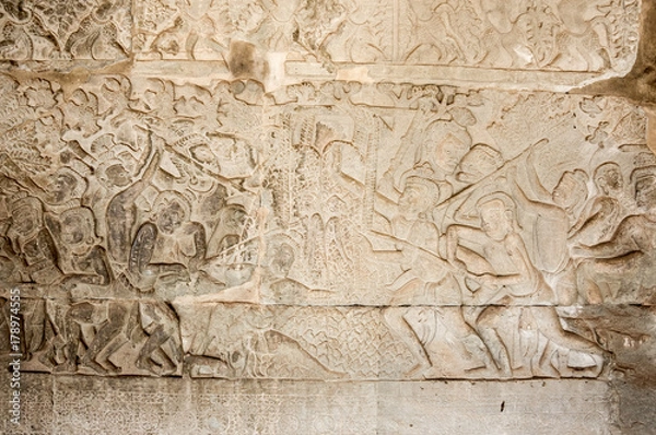 Fototapeta A Bas-Relief Statue of Khmer Culture