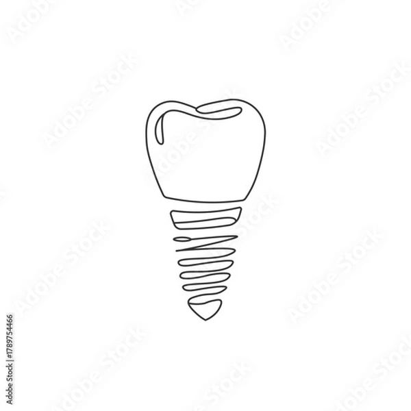 Fototapeta Single Line Art of a Dental Implant