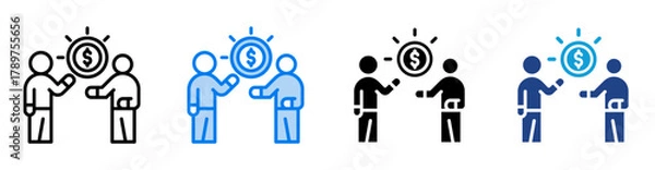 Obraz Price negotiation icon set multiple style collection