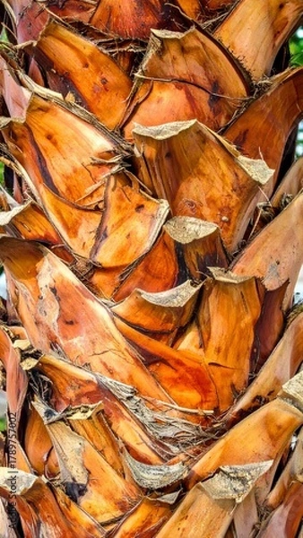 Fototapeta Palm Tree Trunk Close-Up - Natural Textures and Patterns.
