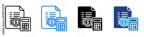 Obraz Budgeting icon set multiple style collection