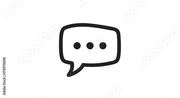 Fototapeta Speech bubble icon in black and white doodle style illustration