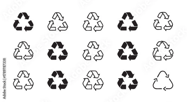 Fototapeta Various recycle symbol icons on white background for environment protection